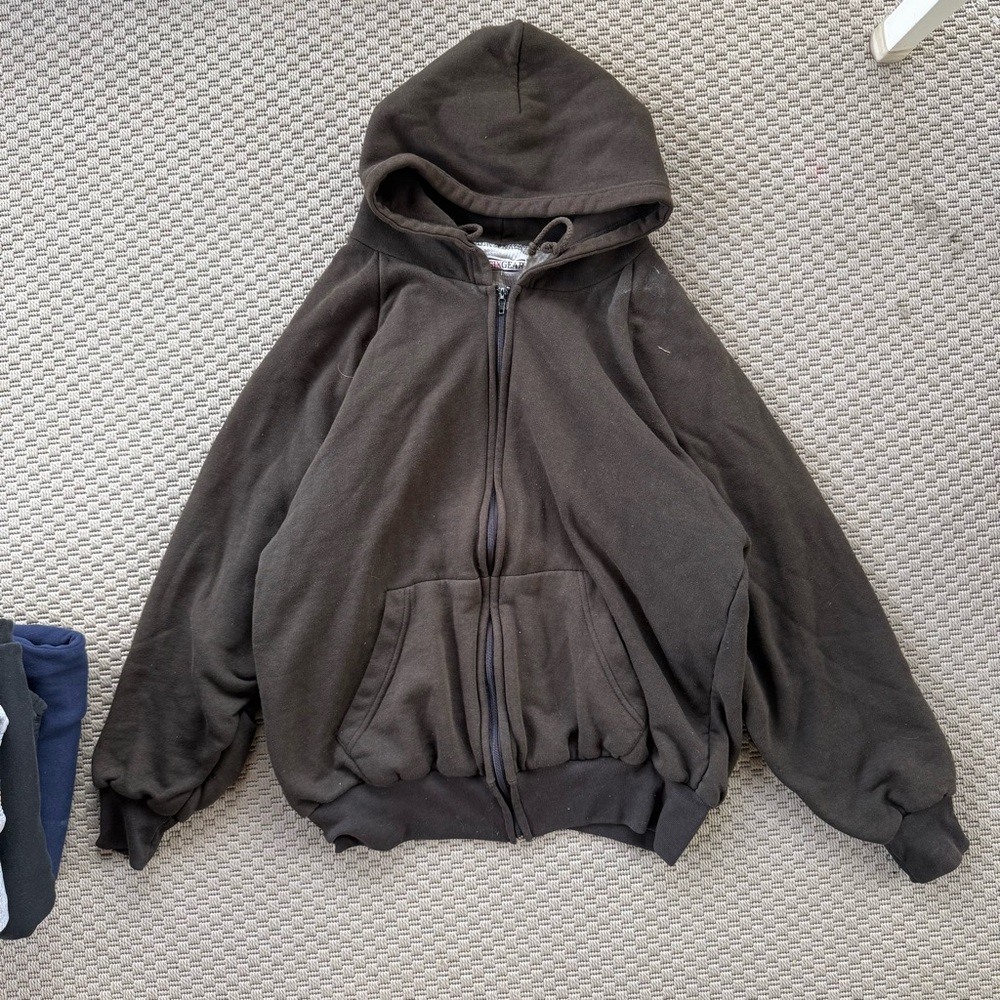 Vintage basix gear thermal lined zip up hoodie